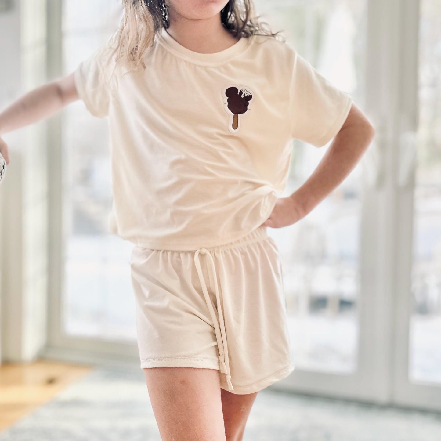 Girls Embroidered Mickey Ice Cream Outfit, Teen Disney T-Shirt, Boxy Disney Vacation Tee for Kids, Disney Trip T-shirt, Girls Disney Shirt