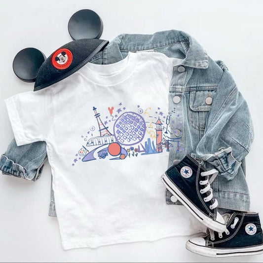 Kids Retro Epcot Tee, Disney World Tee, Disney Vacation Kids Set, Disney kids Outfit,Disney Trip Tee, Kids Epcot Outfit , WDW Kids Tees