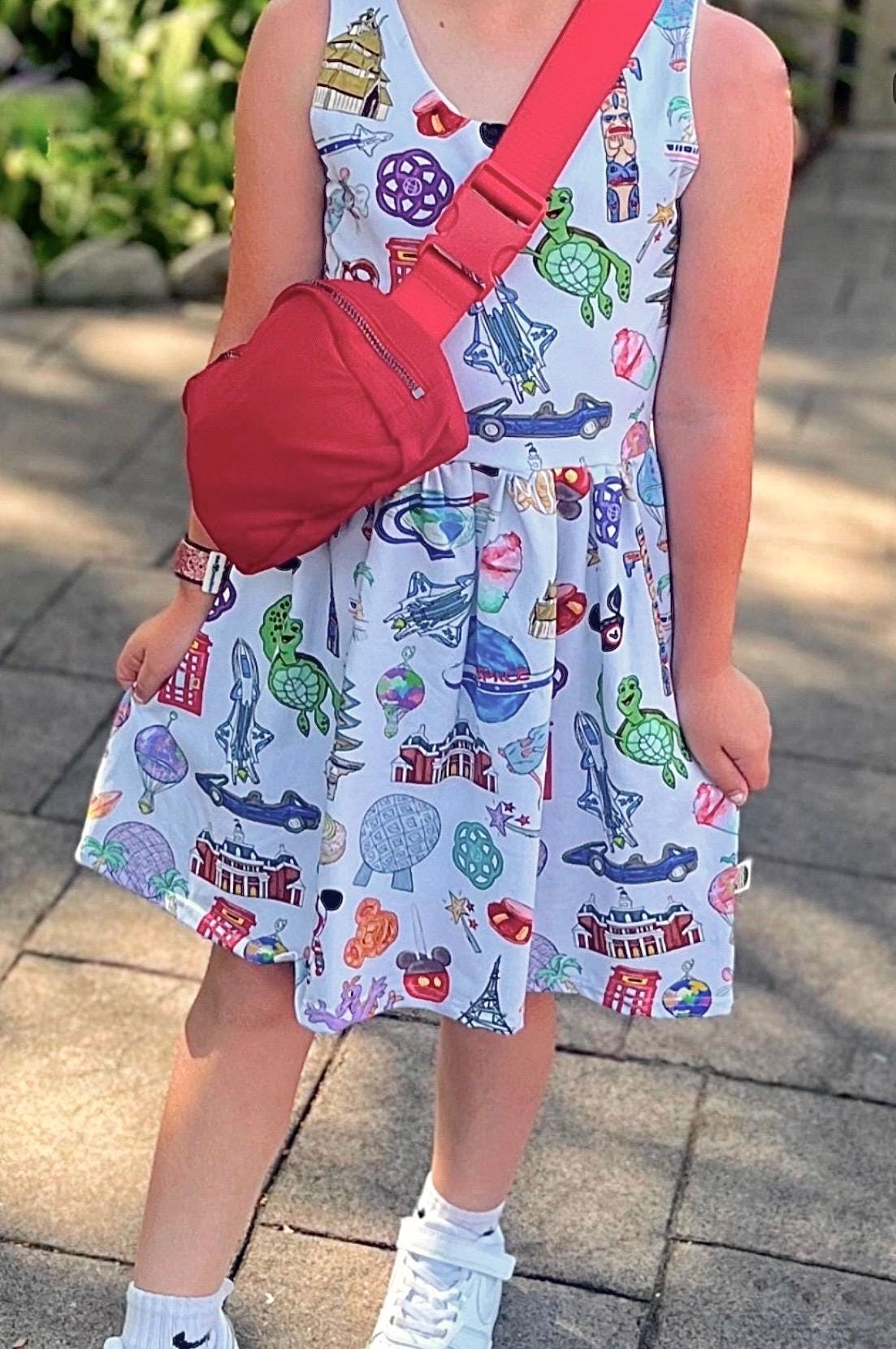 Girls Epcot Dress, Kids Disney Dress, Girls Disney Dress, Girls Epcot Outfit, Epcot Dress, Disney World Dress Kids, Figment Dress