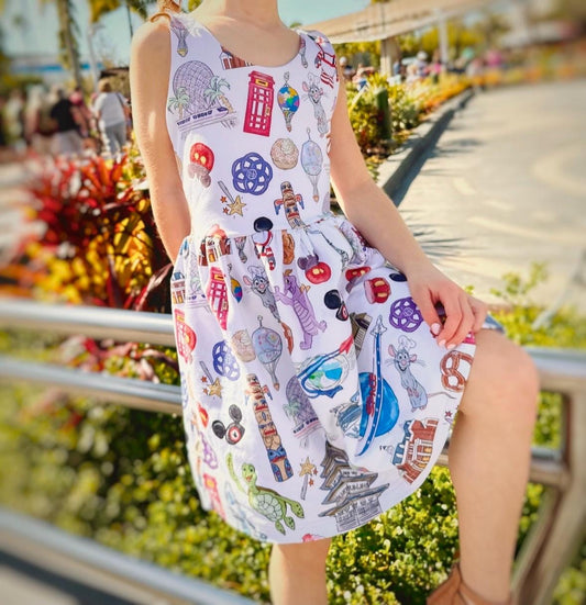 Girls Epcot Dress, Kids Disney Dress, Girls Disney Dress, Girls Epcot Outfit, Epcot Dress, Disney World Dress Kids, Figment Dress