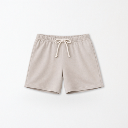 Kids Core Cotton Crew Shorts in Stone