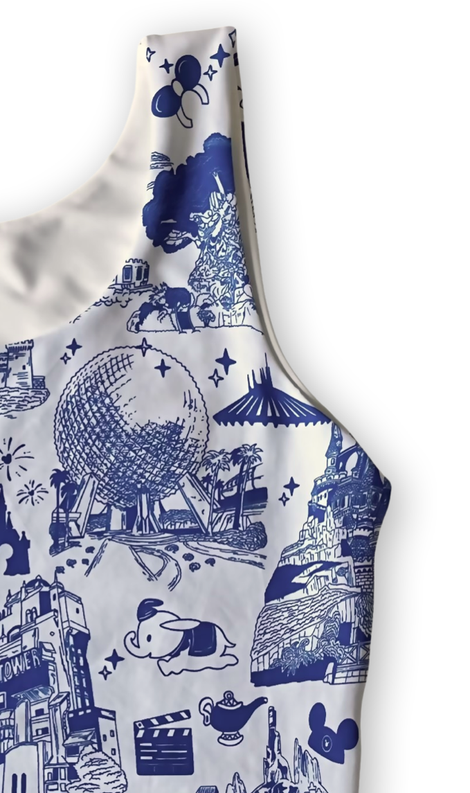 Girls Theme Park Toile Performance Seamless Tank + Skirt Set