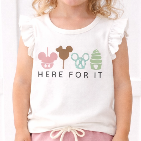 Kids Handcrafted Park Snacks Flutter Sleeve Top & Optional Bottoms