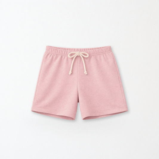 Kids Core Cotton Crew Shorts in Petal