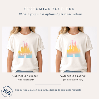 Kids Watercolor Castle Graphic Tee & Optional Bottoms