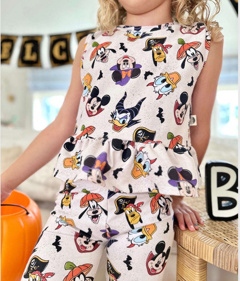 Kids Handcrafted Fab 5 Halloween Ruffle Tank & Optional Bottoms