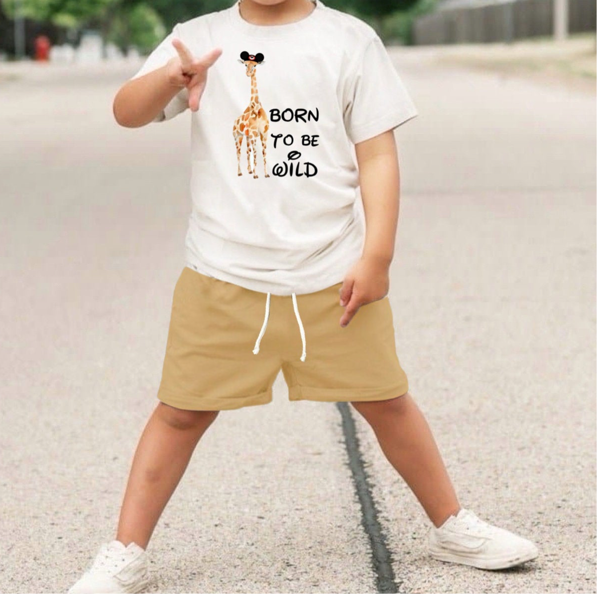 Kids Born to be Wild Customizable Graphic Tee & Optional Bottoms