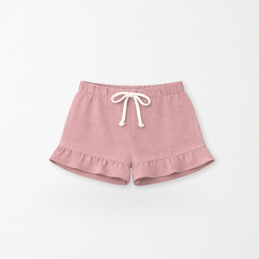 Kids Core Cotton Ruffle Shorts in Petal