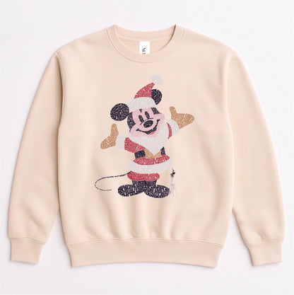 Retro Word Art Santa Mouse Christmas Family Sweatshirt