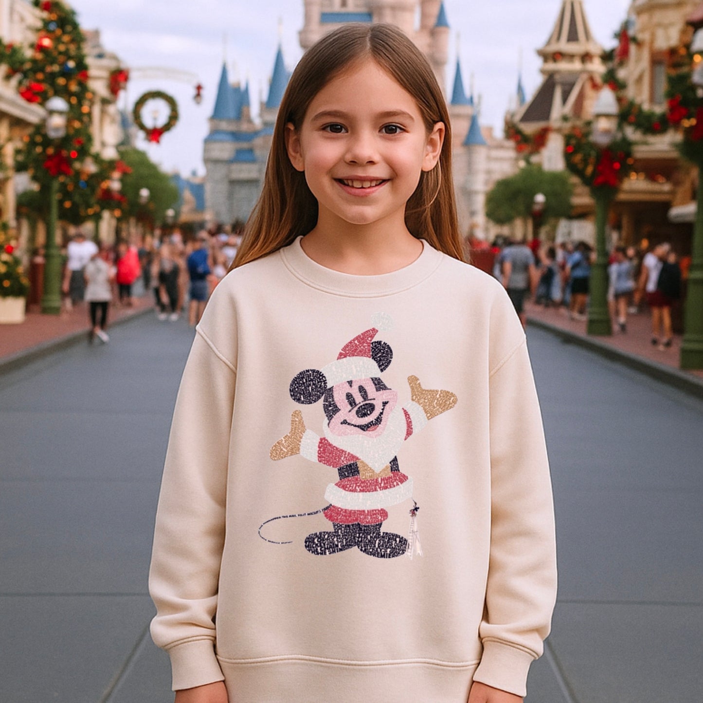 Retro Word Art Santa Mouse Christmas Family Sweatshirt