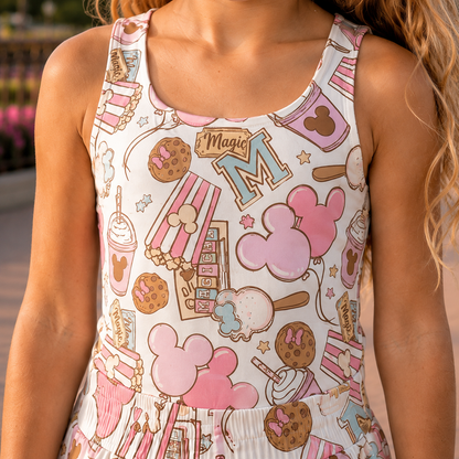 Girls Pink Treats Performance Seamless Tank + Optional Shorts