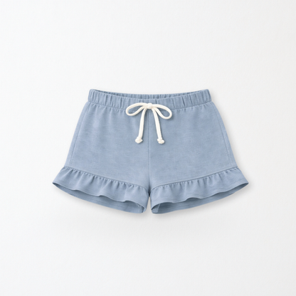 Kids Core Cotton Ruffle Shorts in Drift