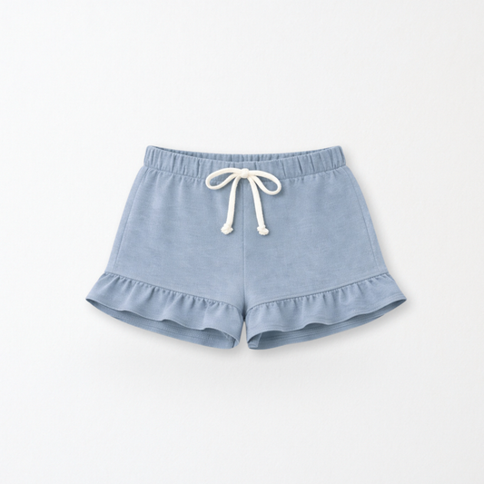 Kids Core Cotton Ruffle Shorts in Drift