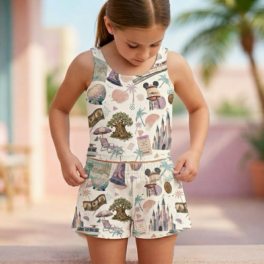 Girls Park Hopper Performance Seamless Tank + Shorts Set
