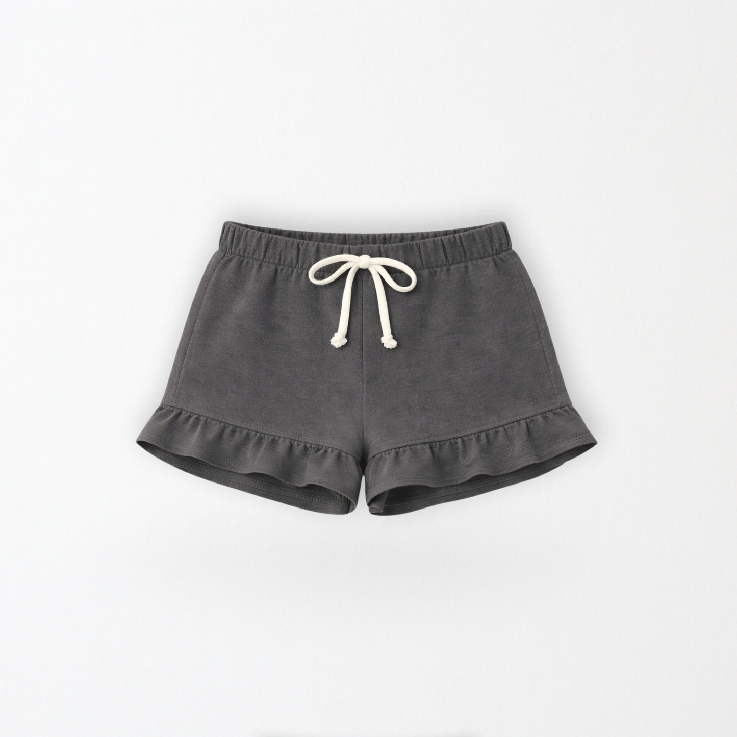 Kids Core Cotton Ruffle Shorts in Ash