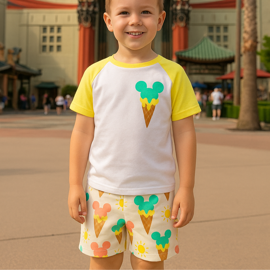 Kids Handcrafted Mouse Ice Cream Neon Top & Optional Bottoms