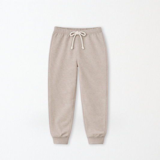 Kids Core Cotton Joggers in Stone