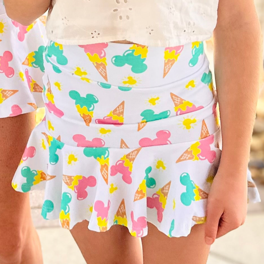 Kids Handcrafted Mouse Ice Cream Tennis Skirt