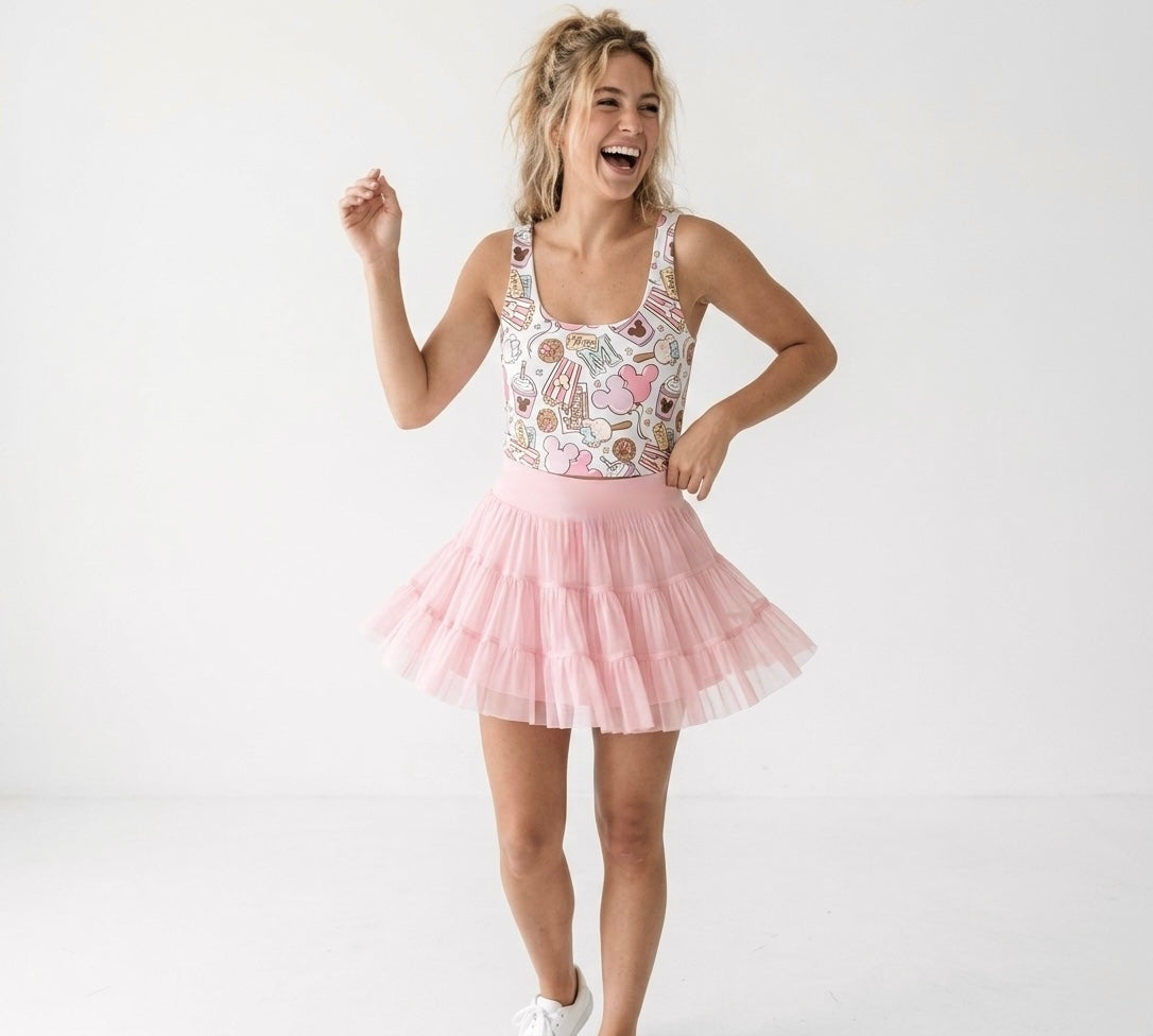 Women's Pink Park Treats Performance Seamless Tank + Optional Skirt