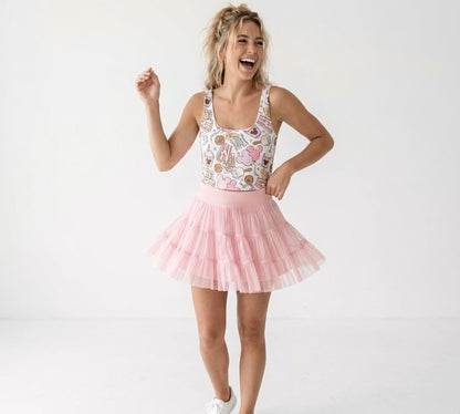Women's Pink Park Treats Performance Seamless Tank + Optional Skirt