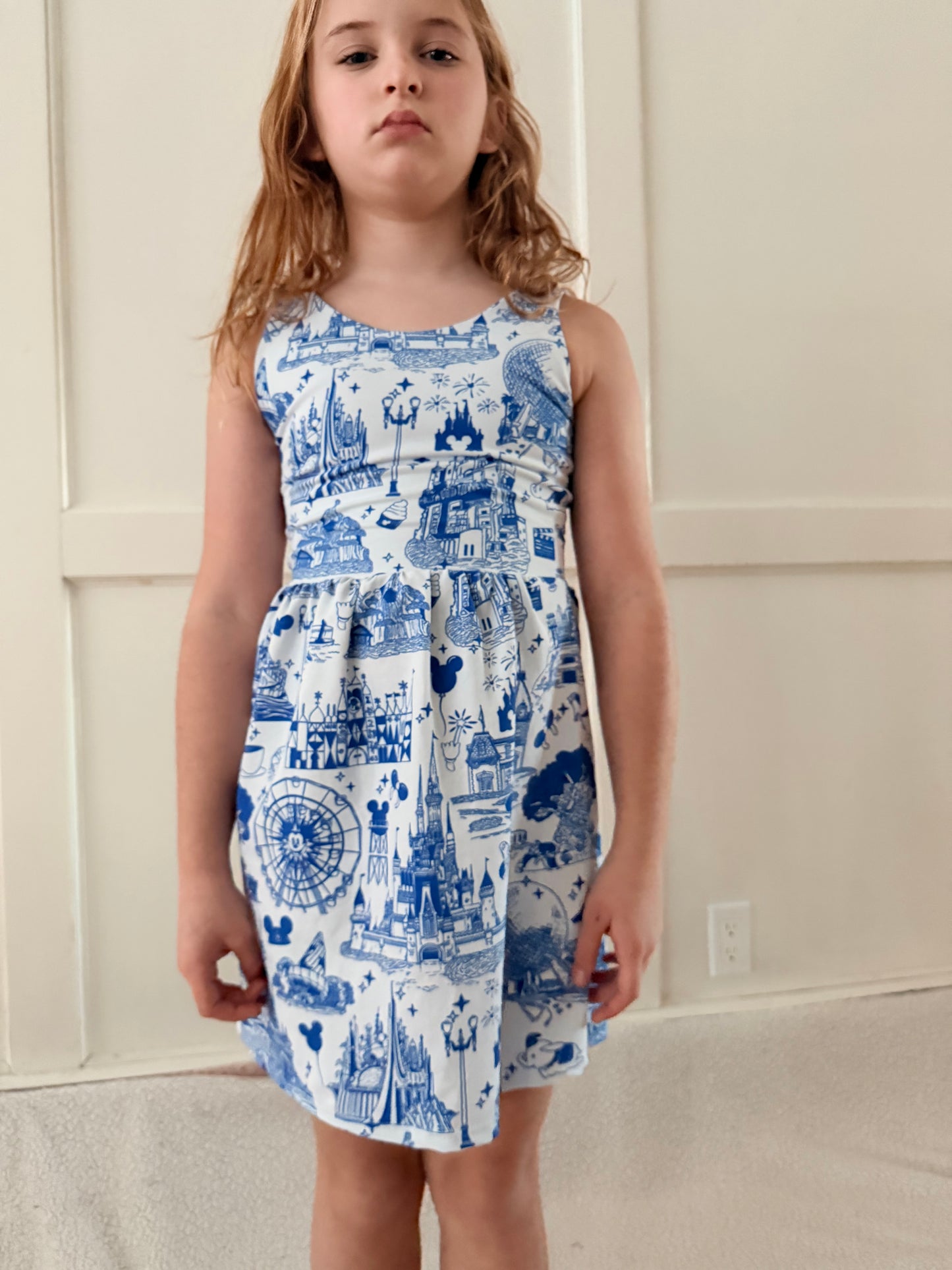 Kids Handcrafted Theme Park Toile Twirl Dress