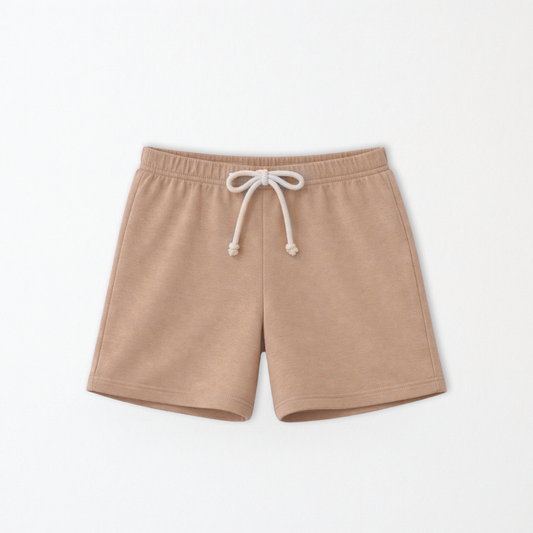 Kids Core Cotton Crew Shorts in Dune