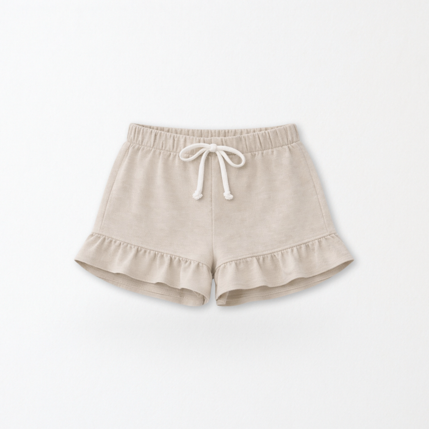 Kids Core Cotton Ruffle Shorts in Stone