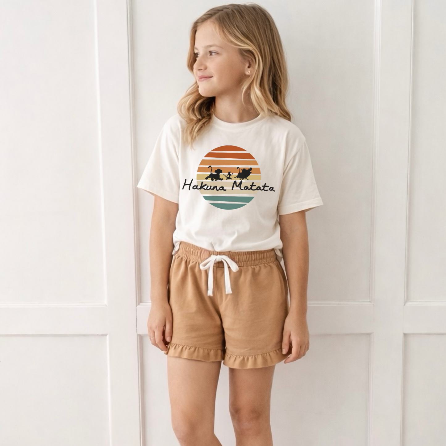 Kids Core Cotton Ruffle Shorts in Dune
