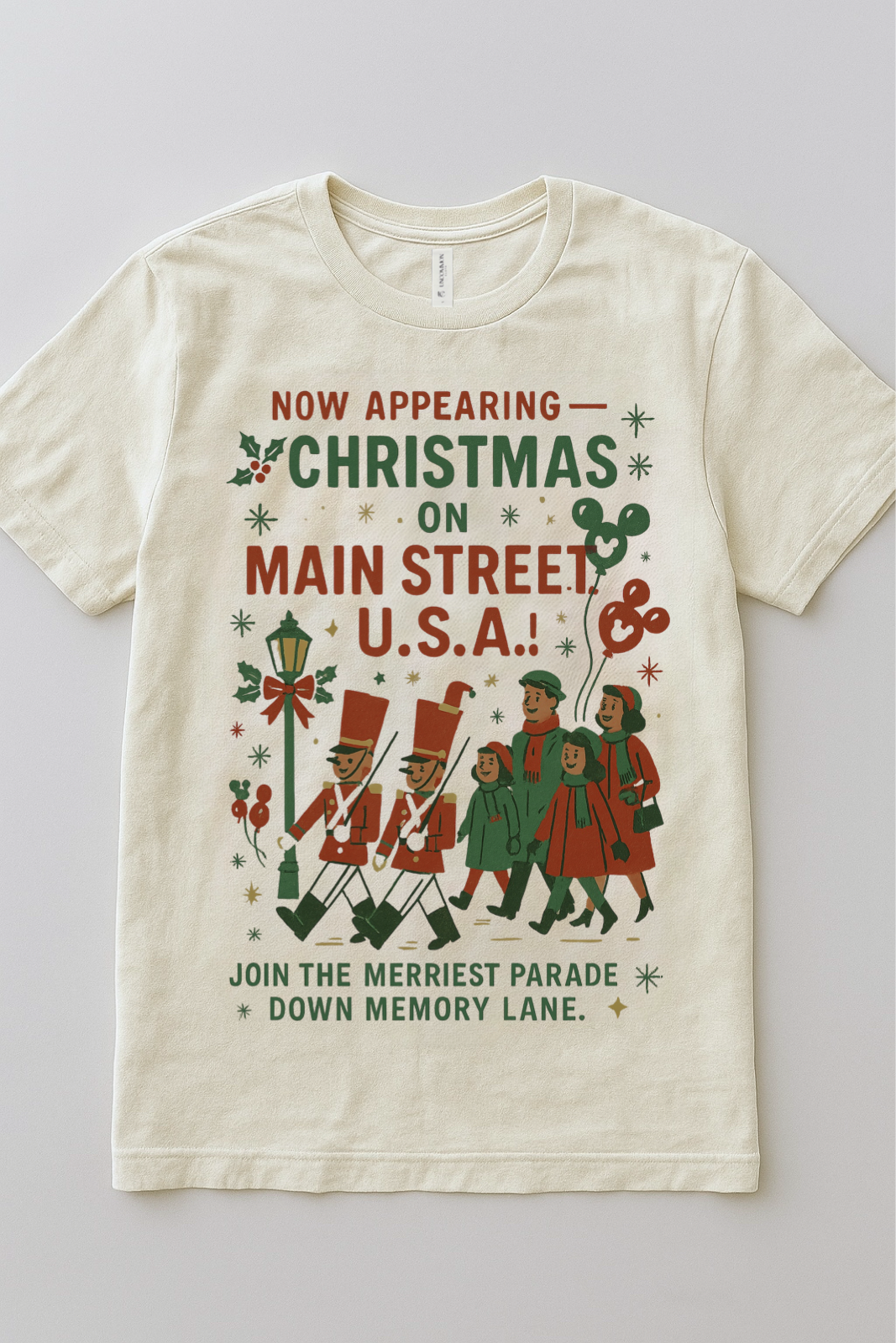 Vintage Main Street USA Christmas Family Graphic Tee