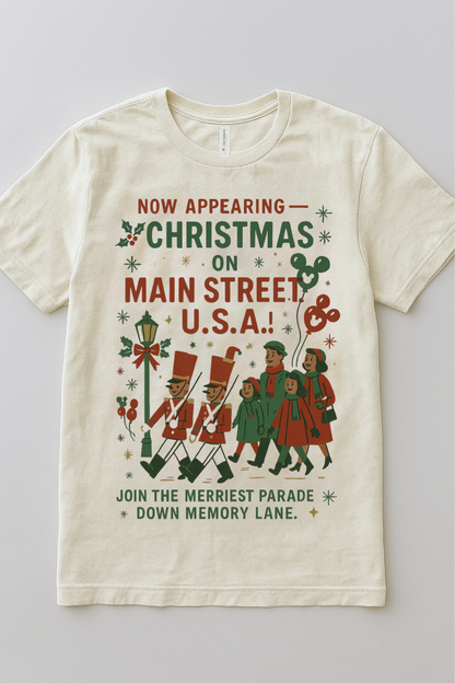 Vintage Main Street USA Christmas Family Graphic Tee
