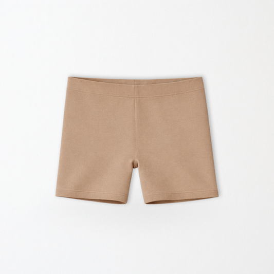 Kids Core Cotton Bike Shorts in Dune