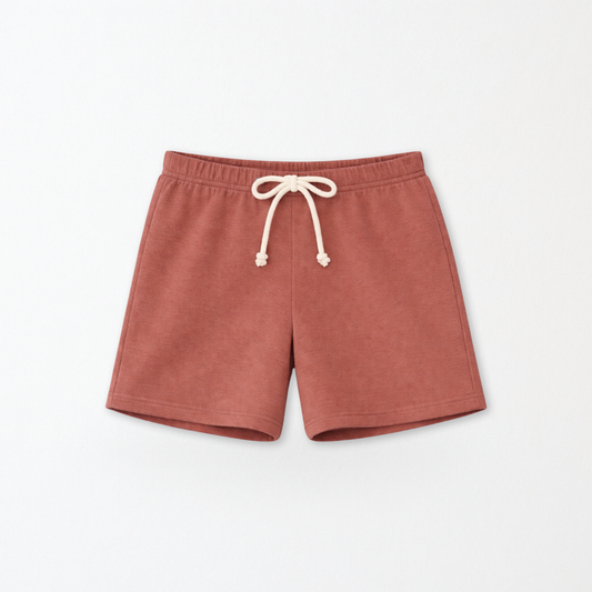 Kids Core Cotton Crew Shorts in Brick