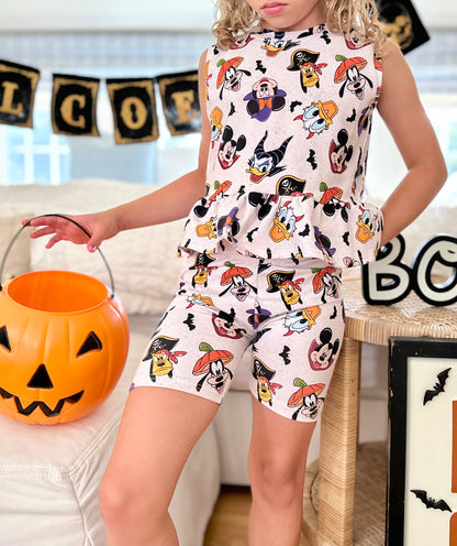 Kids Handcrafted Fab 5 Halloween Ruffle Tank & Optional Bottoms