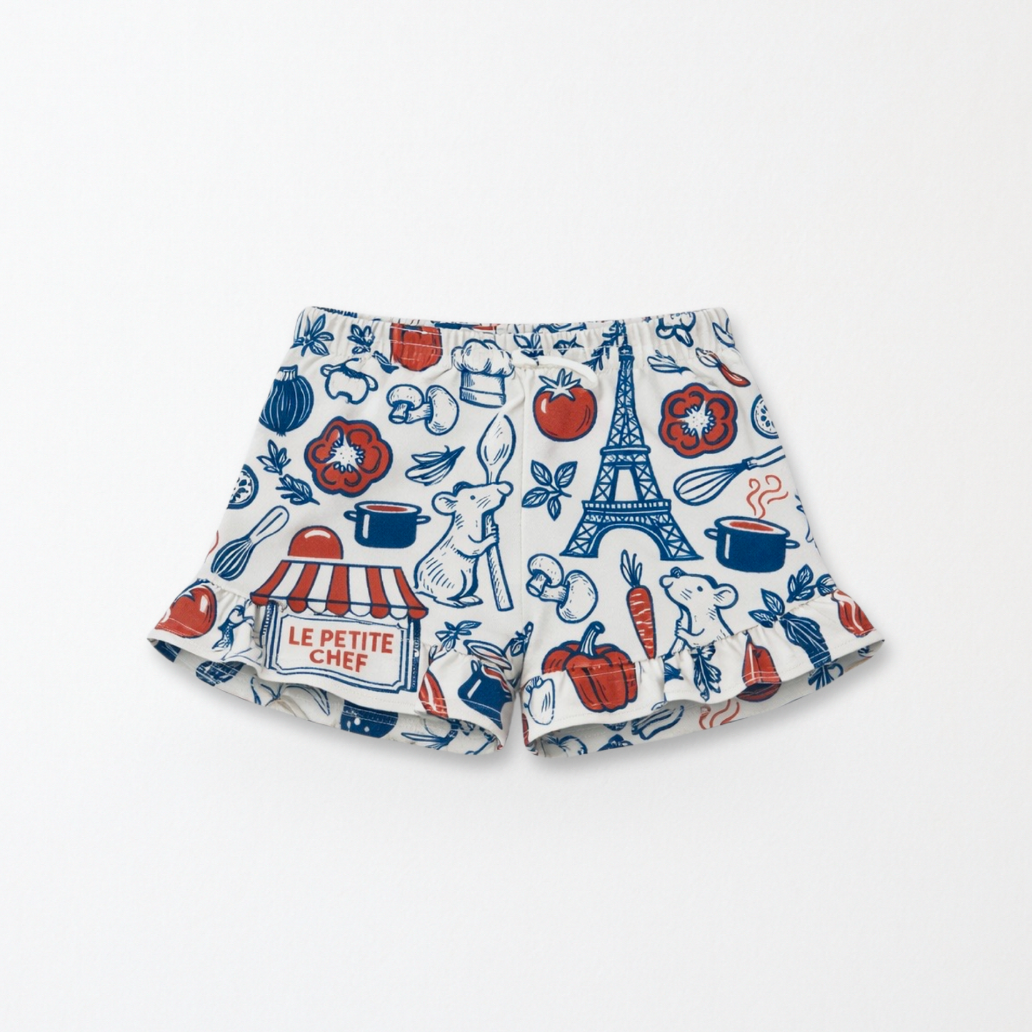 Girls Le Petite Market Cotton Ruffle Shorts