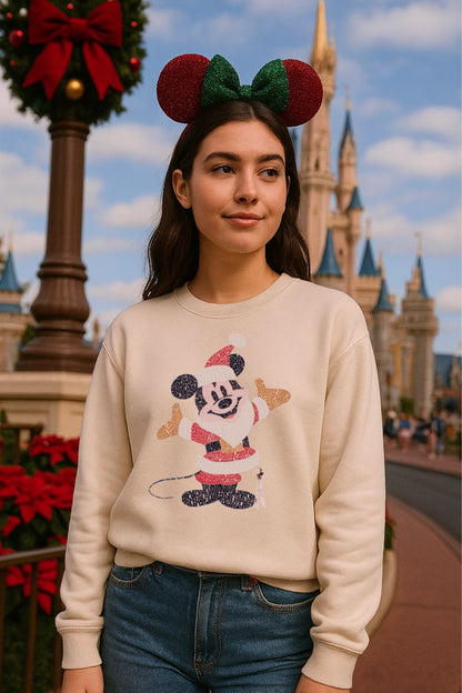 Retro Word Art Santa Mouse Christmas Family Sweatshirt