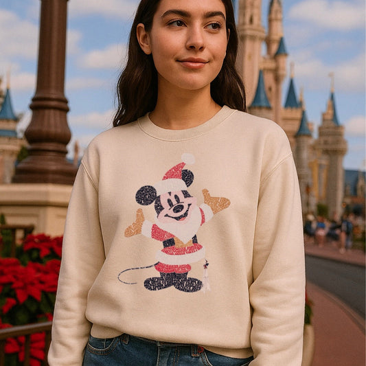 Retro Word Art Santa Mouse Christmas Family Sweatshirt