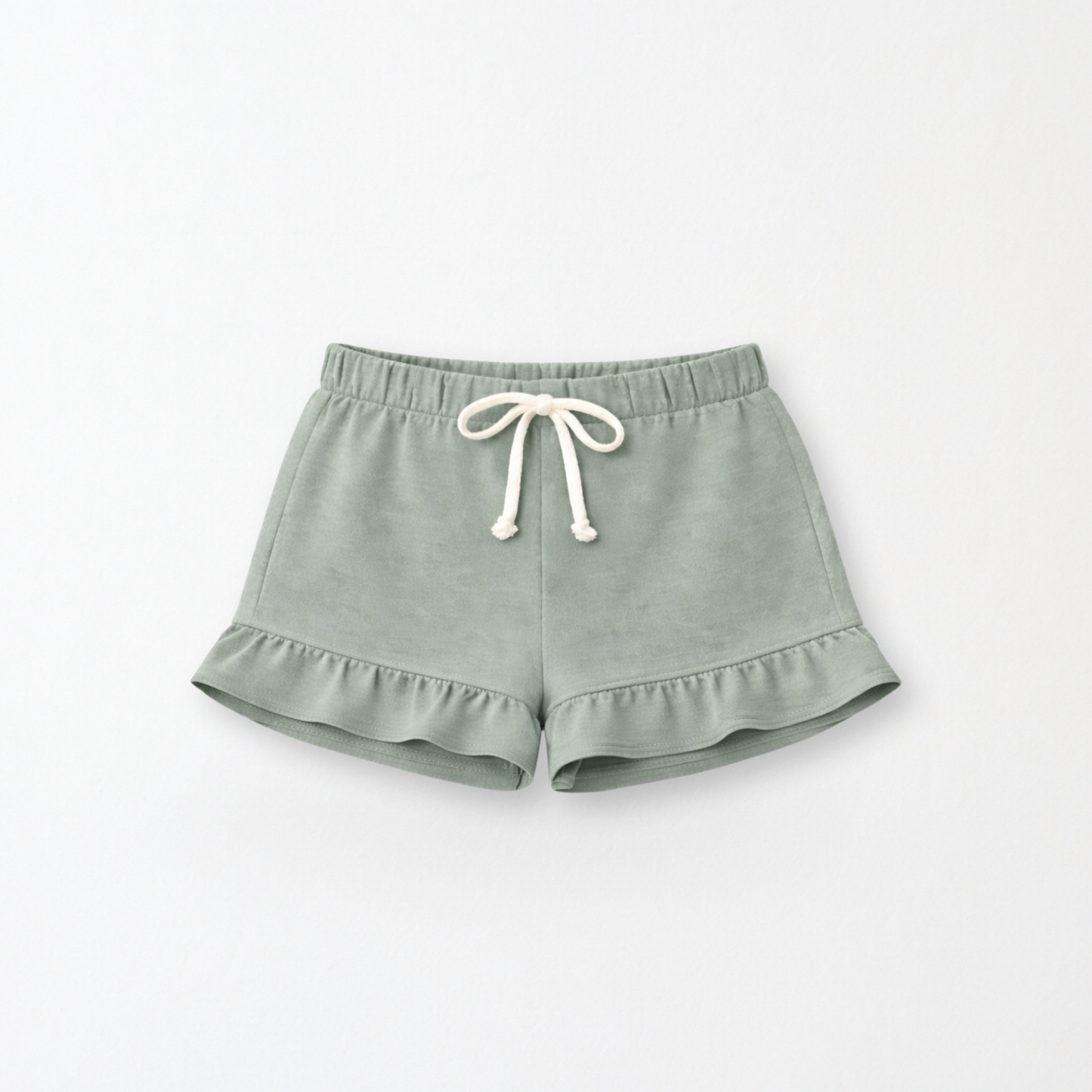 Kids Core Cotton Ruffle Shorts in Sage