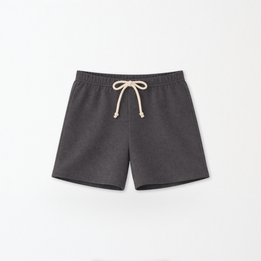 Kids Core Cotton Crew Shorts in Ash