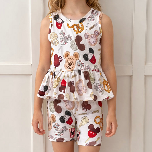 Kids Handcrafted Magical Snacks Peplum Tank & Optional Bottoms