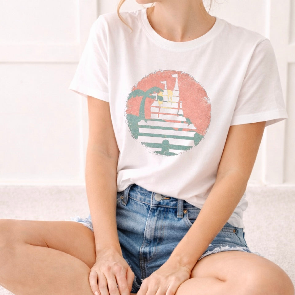Vintage Sunset Castle Family Graphic Tee