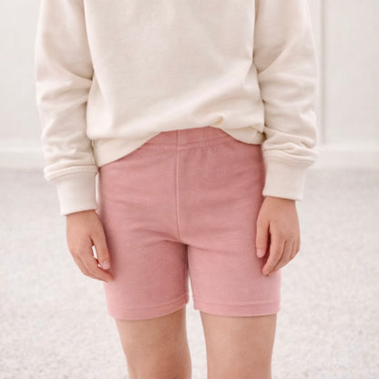 Kids Core Cotton Bike Shorts in Petal