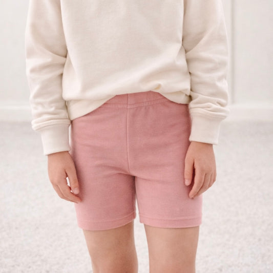Kids Core Cotton Bike Shorts in Petal