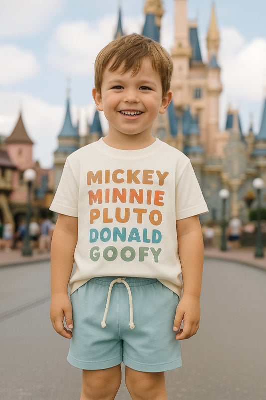 Mickey, Minnie, Pluto, Donald & Goofy Character Family Graphic Tee