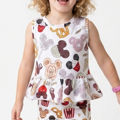 Kids Handcrafted Magical Snacks Peplum Tank & Optional Bottoms