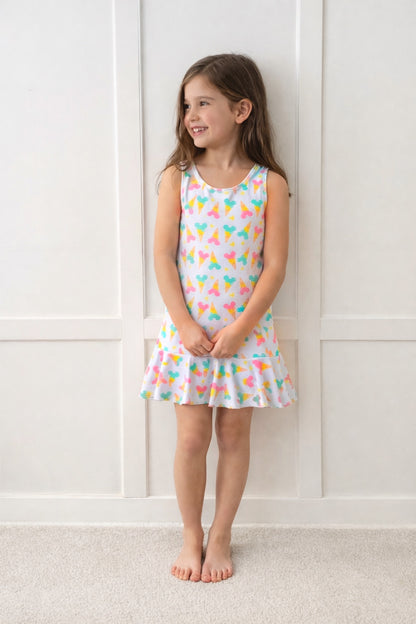 Kids Handcrafted Mouse Ice Cream Tennis Dress
