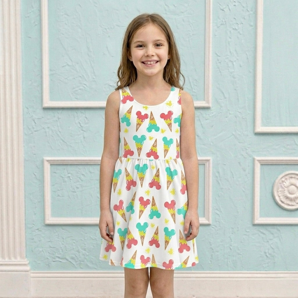 Kids Handcrafted Mouse Ice Cream Twirl Dress