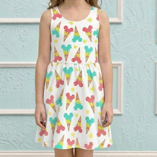 Kids Handcrafted Mouse Ice Cream Twirl Dress