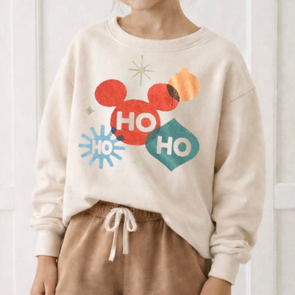 Retro Mouse Ornament Christmas Kids Sweatshirt