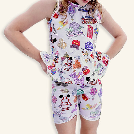 Kids Handcrafted World Showcase Flutter Tank & Optional Bottoms