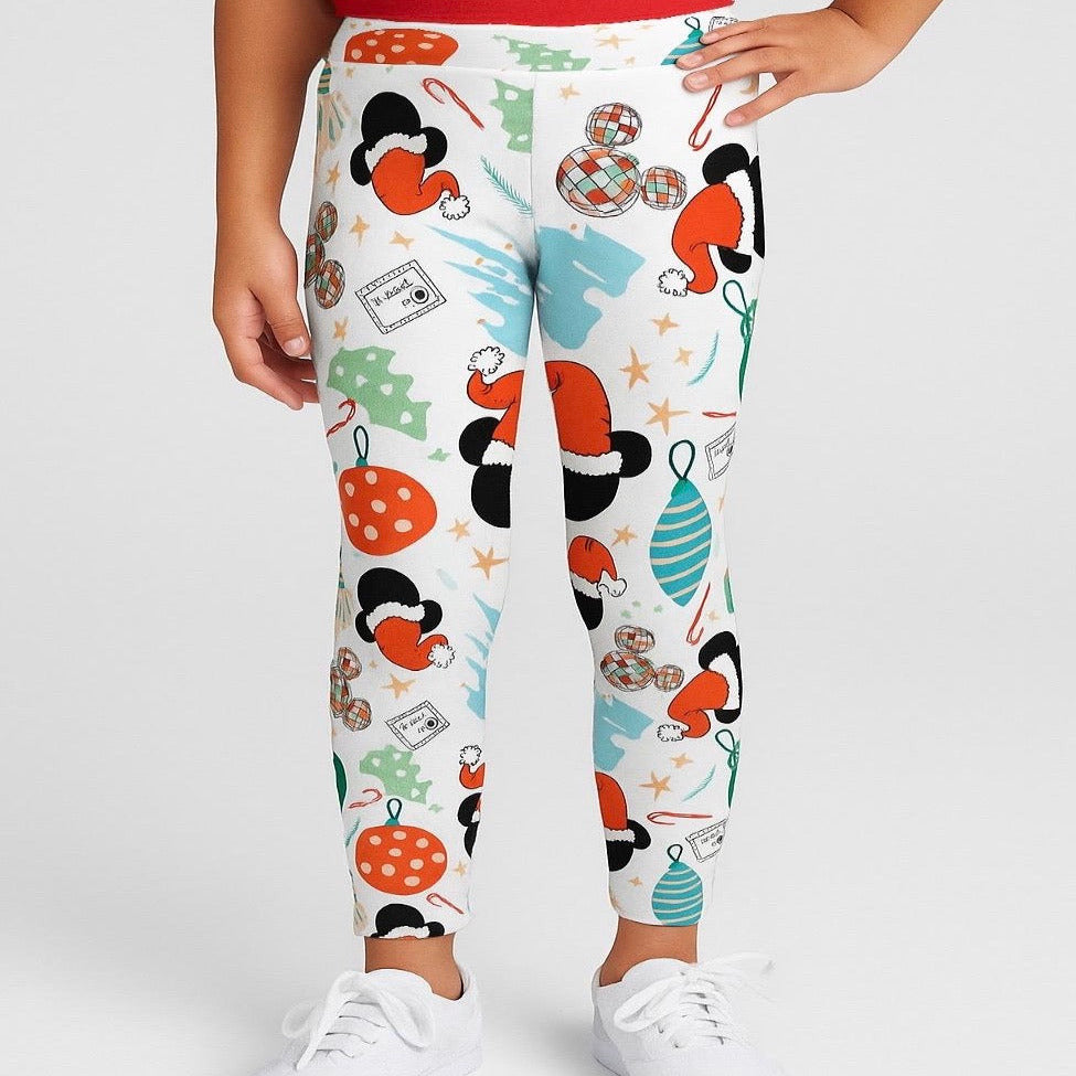 Kids Handcrafted Santa Mouse Christmas Leggings